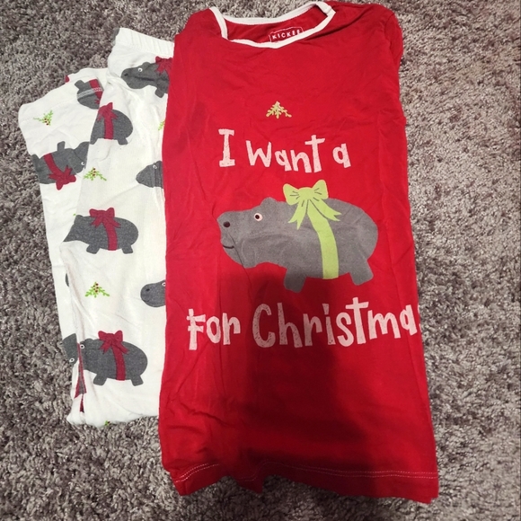kickee Other - Girls hippo Christmas pajamas